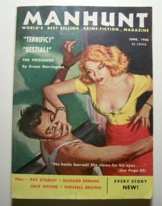 Manhunt Detective Monthly,  June 1956.  Digest - Size