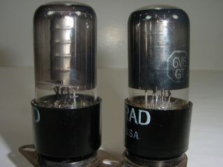 2 Vintage 1960 ' s Ken - Rad 6V6 6V6GT Smoked Glass Matched Amplifier Tube Pair 3