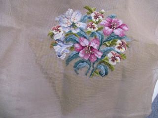 Penelope Vintage Needlepoint Double Mesh Canvas Pre - Worked Lilies - Pansy