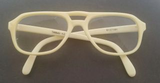 Vtg Double Bridge Glasses White Reading Eyewear Frame,  2 Trendy Spectacle
