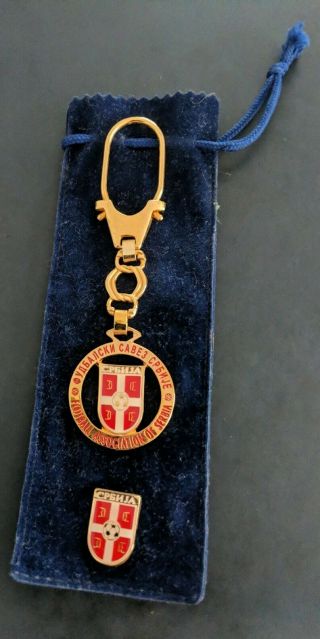 Vintage Serbian Football Association Badge Key Ring Bag