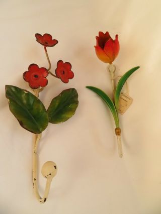 Vintage Floral 2 Wall Hooks Hudson ' s Tag Shabby Chic 6 