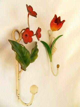 Vintage Floral 2 Wall Hooks Hudson ' s Tag Shabby Chic 6 