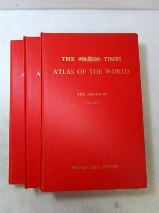 Vintage 1950s The Time Atlas Of The World Volumes Iii Iv &v Mid - Century Edition