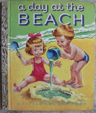 Vintage Little Golden Book A Day At The Beach " A " 1st Ed Corinne Malvern