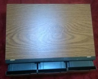 Vintage 3 Drawer 42 Audio Cassette Tape Storage Holder Organizer Faux Wood 4