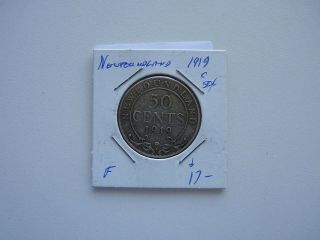 Vintage Newfoundland Canada 1919 C 50 Cent Silver L975