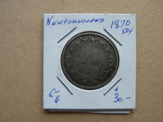Vintage Newfoundland Canada 1870 50 Cent Silver Y1184