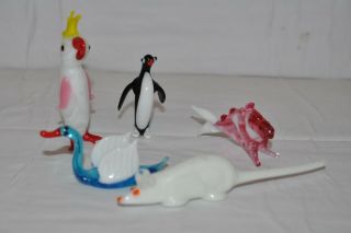 Vintage Murano Glass Miniature/small Animals,  Duck/parrot/fish/mouse/penguin