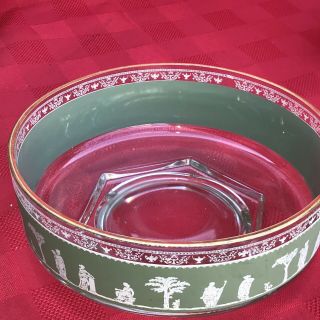 Vintage Jeanette HELLENIC GREEN WEDGEWOOD GREEK Large Glass Bowl 2