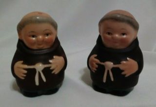 Vtg Miniature Goebel Friar Tuck Monks Salt & Pepper Shakers Marked V W.  Germany