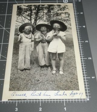 Cowgirls Girl W/ Pistol Cap Gun Toy Photographer Robbery Vintage Snapshot Photo