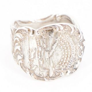 Vtg Sterling Silver - Kansas State Seal Spoon Handle Ring Size 8 - 9g