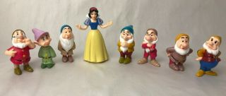 Snow White & The Seven Dwarfs 1993 Mattel Pvc Figurines Walt Disney Set Of 8 Vtg