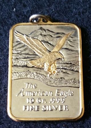 Vintage 10 Gram American Eagle.  999 Fine Silver Pendant
