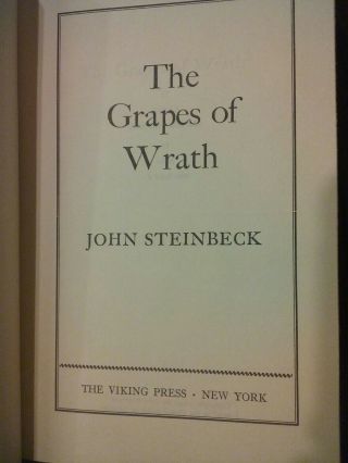 1939 The Grapes of Wrath - John Steinbeck - Hardcover Book Viking Pulitzer Nobel 5