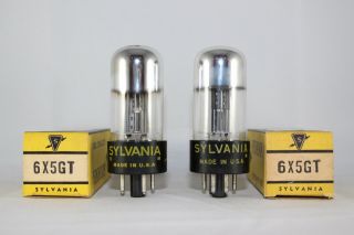 Perfectly Matched Nib Pair Sylvania 6x5gt Black Plate Test Very Strong Nos,