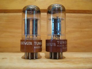 TWO TUNG - SOL VACUUM TUBES: ONE 6SN7GTA and ONE 6SN&GTB.  Gm. 2