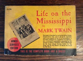 Ase F - 174 Life On The Mississippi Mark Twain Armed Services Edition World War Ii