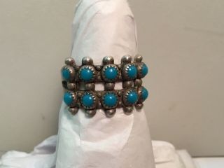 Vintage 60’s Bell Trading Post Sterling Turquoise Ring 2 Rows Of Stones Marked