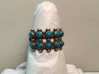 Vintage 60’s Bell Trading Post Sterling Turquoise Ring 2 Rows Of Stones Marked 2