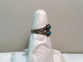 Vintage 60’s Bell Trading Post Sterling Turquoise Ring 2 Rows Of Stones Marked 3