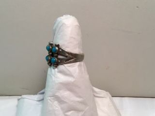 Vintage 60’s Bell Trading Post Sterling Turquoise Ring 2 Rows Of Stones Marked 4