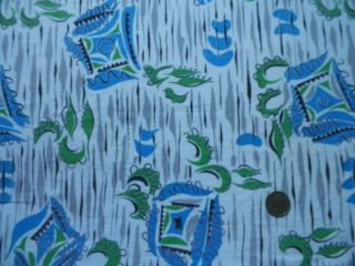 Vtg Feedsack Novelty Kite Blue Green Gray Black Cotton Dress Fabric 36.  5 " X 41 "