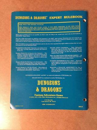 TSR Dungeons & Dragons 1980 Expert Rules Book 2015 Vintage 2