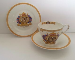 Vintage Shelley England Tea Cup Saucer Plate China Coronation King George V 1937