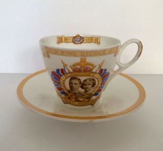 Vintage Shelley England Tea Cup Saucer Plate China Coronation King George V 1937 2