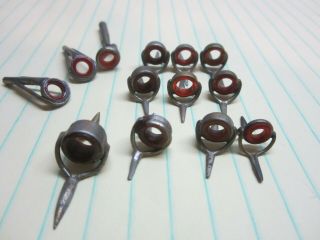 Vintage Red Agate Fishing Guides & Tips - Nickel - Quantity 10 Plus Tip Tops
