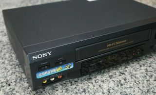 Sony SLV - N51 Hi - Fi Stereo 4 Head VHS Player Recorder VCR W/ Cables,  Tape 2