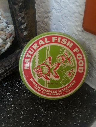 Vintage Old Aquarium Fishbowl Tank Hiram Peoples Advertising Fish Food Tin