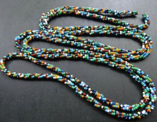 vintage art deco multi colour glass bead rope twist long flapper necklace - M6 2