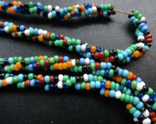 vintage art deco multi colour glass bead rope twist long flapper necklace - M6 4