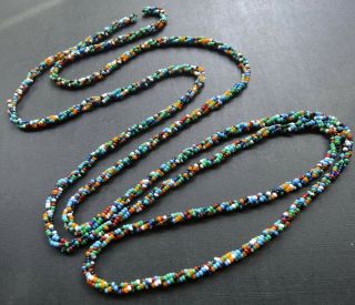 vintage art deco multi colour glass bead rope twist long flapper necklace - M6 5