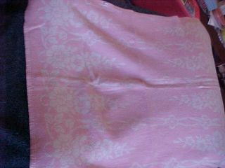 Vintage Esmond Reversible Baby Blanket Pink & White Flowers 44 X 34 Inches Wow