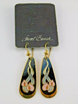 Vintage Laurel Burch Wild Anthurium Earrings On Card