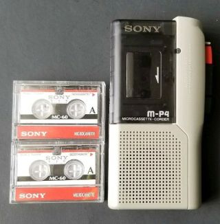Sony M - P4 Microcassette - Corder W/ 2 Tapes Mc60