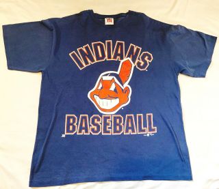 1996 Mlb Cleveland Indians Vintage Chief Wahoo Shirt Team Rated Xl Single Stitch