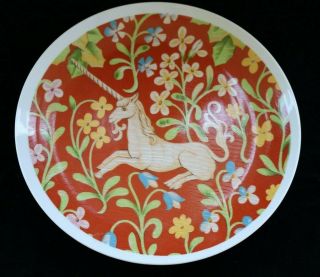 Vintage Flemish Tapestry Seymour Mann The Hunt Of The Unicorn Plate 9.  25 " 1970s