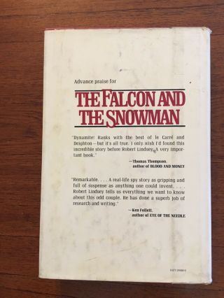 The Falcon and the Snowman By Robert Lindsey 1st Edition First Printing 1979 5