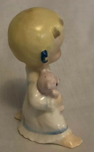 Vintage Ceramic Girl Figurine with Teddy Bear Hand Painted Blonde Toddler Baby 4