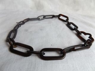 Vintage Lucite Faux Tortoise Shell Large Link Statement Necklace Hook Clasp