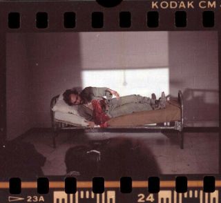 Ha22k Vintage Day Of The Dead Horror Movie Actor Blood Bones Negative Photo