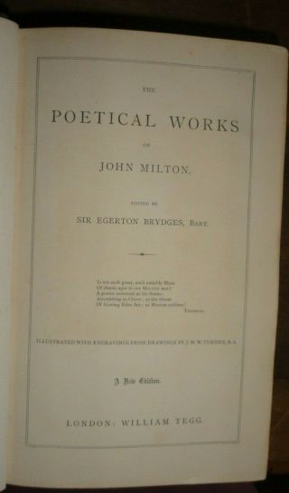 1883 THE POETICAL OF JOHN MILTON PARADISE LOST REGAINED fine binding @ 3