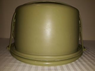 Vintage Tupperware Round Cake Carrier Avacado Green,  Handle In EUC W/ 2