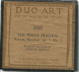 Piano Roll Vintage " Duo Art " Ex " The White Peacock " 6493 Large