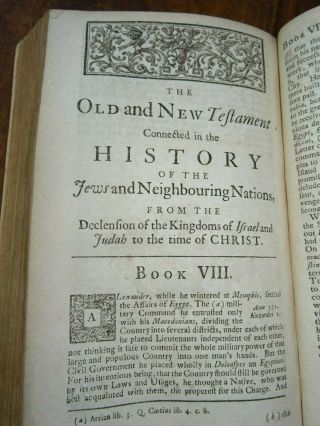 1720 OLD & TESTAMENT connected in HISTORY OF THE JEWS BY PRIDEAUX 2 BOOKS ^ 7